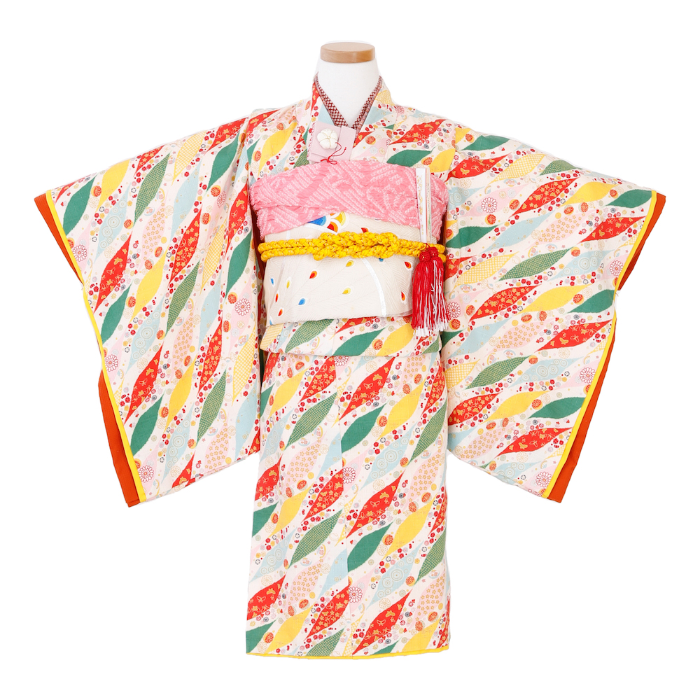 オレンジ小花　帯