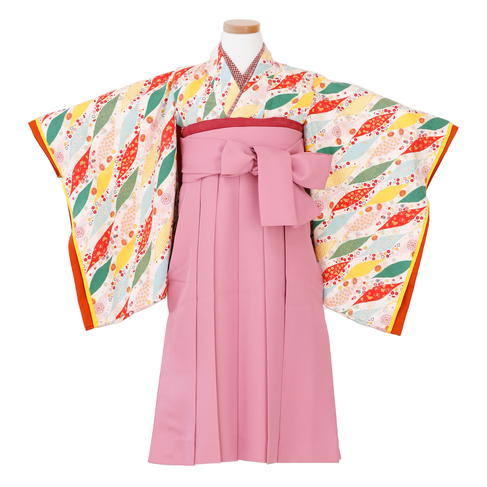 オレンジ小花　袴